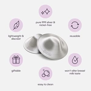 Bamibi Silver Nipple Shields for Nursing Newborn - The Original Silver Nursing Cups - 999 Silver Nipple Covers Breastfeeding - Nickel Free - Soothe and Protect Your Nursing Nipples