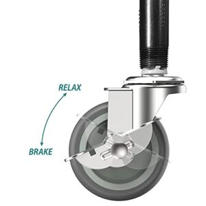 HOLKIE Caster Wheels 3 inch Locking Stem Casters -16 x 1-1/2" (Stem Diameter 3/8", Stem Length 1-1/2") Threaded Swivel Casters Set of 4 Heavy Duty Castors Gray