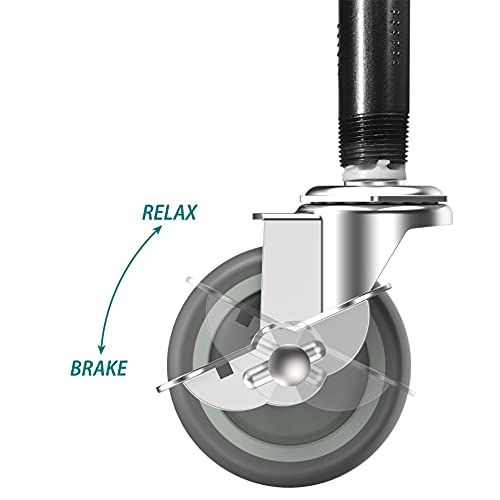 HOLKIE Caster Wheels 3 inch Locking Stem Casters -16 x 1-1/2" (Stem Diameter 3/8", Stem Length 1-1/2") Threaded Swivel Casters Set of 4 Heavy Duty Castors Gray