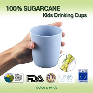 Dulce Worlds SUGARCANE Kids Cup 10 oz - 5 Pack, BPA Free - USDA Certified Toddler Cup - Dishwasher Safe, Reusable, Unbreakable - Multi