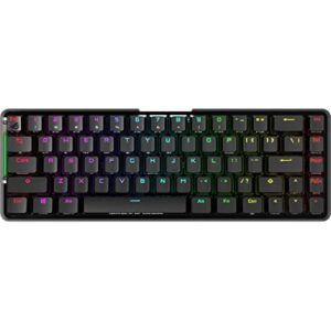 asus rog falchion nx 65% wireless rgb gaming mechanical keyboard | rog nx blue clicky switches, pbt doubleshot keycaps, wired / 2.4g hz, touch panel, keyboard cover case, macro support