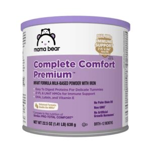 amazon brand - mama bear complete comfort infant formula milk-based powder with iron, 1.41 pound, 22.5 ounce