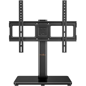 perlegear tabletop tv stand, universal tv stand for 23–55 inch lcd/led/oled tvs, height-adjustable with tempered glass base & cable management, holds up to 77 lbs, vesa 400x400mm, pgtvs02