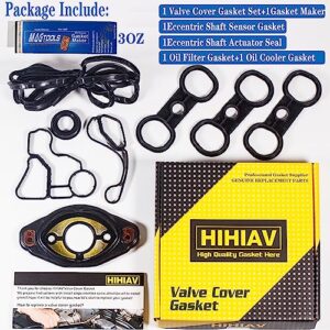 HIHIAV 11127582245 11127552280 Valve Cover Gasket &Gasket Maker 3oz,Camshaft Adjuster Eccentric Shaft Actuator Seal Oil Filter Housing Gasket BMW 128i 323i 328i 328xi 528xi 528i X3 X5 Z4 3.0L