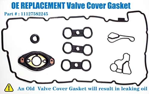 HIHIAV 11127582245 11127552280 Valve Cover Gasket &Gasket Maker 3oz,Camshaft Adjuster Eccentric Shaft Actuator Seal Oil Filter Housing Gasket BMW 128i 323i 328i 328xi 528xi 528i X3 X5 Z4 3.0L