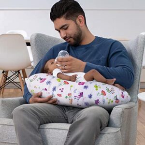 Boppy Nursing Pillow Original Support, Bright Blooms, Ergonomic Nursing Essentials for Bottle and Breastfeeding, Firm Hypoallergenic Fiber Fill, with Removable Nursing Pillow Cover, Machine Washable