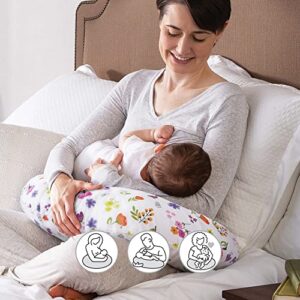 Boppy Nursing Pillow Original Support, Bright Blooms, Ergonomic Nursing Essentials for Bottle and Breastfeeding, Firm Hypoallergenic Fiber Fill, with Removable Nursing Pillow Cover, Machine Washable