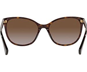 Ralph by Ralph Lauren Women's Ra5282u Universal Fit Cat Eye Sunglasses, Dark Havana/Gradient Brown Polarized, 55 mm