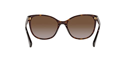 Ralph by Ralph Lauren Women's Ra5282u Universal Fit Cat Eye Sunglasses, Dark Havana/Gradient Brown Polarized, 55 mm