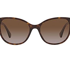 Ralph by Ralph Lauren Women's Ra5282u Universal Fit Cat Eye Sunglasses, Dark Havana/Gradient Brown Polarized, 55 mm