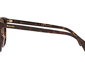 Ralph by Ralph Lauren Women's Ra5282u Universal Fit Cat Eye Sunglasses, Dark Havana/Gradient Brown Polarized, 55 mm