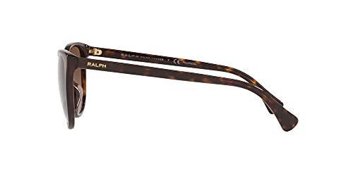 Ralph by Ralph Lauren Women's Ra5282u Universal Fit Cat Eye Sunglasses, Dark Havana/Gradient Brown Polarized, 55 mm