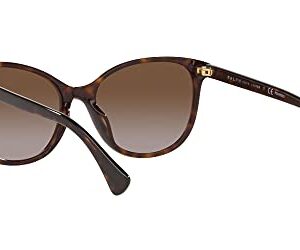 Ralph by Ralph Lauren Women's Ra5282u Universal Fit Cat Eye Sunglasses, Dark Havana/Gradient Brown Polarized, 55 mm