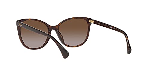 Ralph by Ralph Lauren Women's Ra5282u Universal Fit Cat Eye Sunglasses, Dark Havana/Gradient Brown Polarized, 55 mm