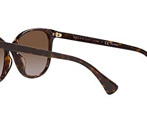 Ralph by Ralph Lauren Women's Ra5282u Universal Fit Cat Eye Sunglasses, Dark Havana/Gradient Brown Polarized, 55 mm