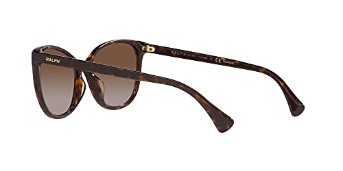 Ralph by Ralph Lauren Women's Ra5282u Universal Fit Cat Eye Sunglasses, Dark Havana/Gradient Brown Polarized, 55 mm