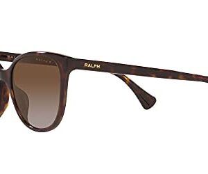 Ralph by Ralph Lauren Women's Ra5282u Universal Fit Cat Eye Sunglasses, Dark Havana/Gradient Brown Polarized, 55 mm