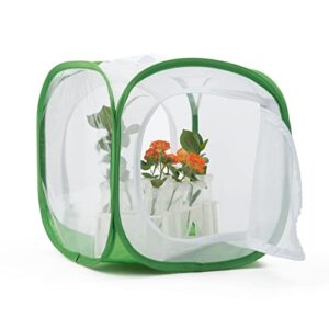 two doors monarch butterfly habitat, insect mesh cage, caterpillar enclosure terrarium pop-up (12 x 12 x 12 inches)
