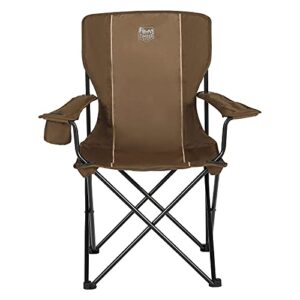 TIMBER RIDGE Collapsible Armrests Cup Holder & Carry Mat & Pet Leash Heavy Duty Foldable Chair for Outdoor Lounge Lawn Beach, Support 300 lbs, Earth Brown