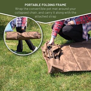 TIMBER RIDGE Collapsible Armrests Cup Holder & Carry Mat & Pet Leash Heavy Duty Foldable Chair for Outdoor Lounge Lawn Beach, Support 300 lbs, Earth Brown