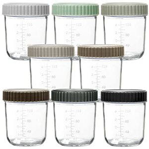youngever glass baby food storage, 6 ounce baby food glass containers with airtight lids, glass jars with lids (8 urban colors)