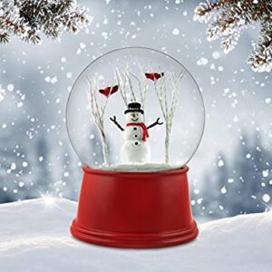 The San Francisco Music Box Company Snowman with Cardinals on a Tree Musical Snow Globe