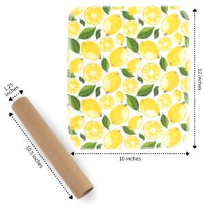 The Useless Brand Reusable Paper Towels Roll | Washable Cotton Flannel Towels w/Cardboard Roll | Fits on All Holders (Lemons, 12 Towels)