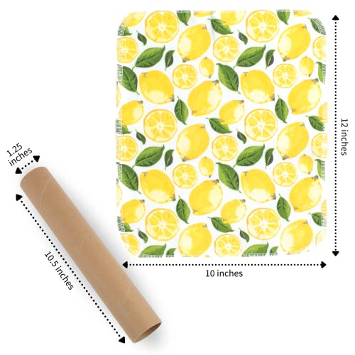 The Useless Brand Reusable Paper Towels Roll | Washable Cotton Flannel Towels w/Cardboard Roll | Fits on All Holders (Lemons, 12 Towels)