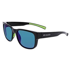 Columbia Men's Sunglasses PENNS CREEK - Shiny Black & Green with Polarized Green Mirror Lens