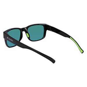 Columbia Men's Sunglasses PENNS CREEK - Shiny Black & Green with Polarized Green Mirror Lens