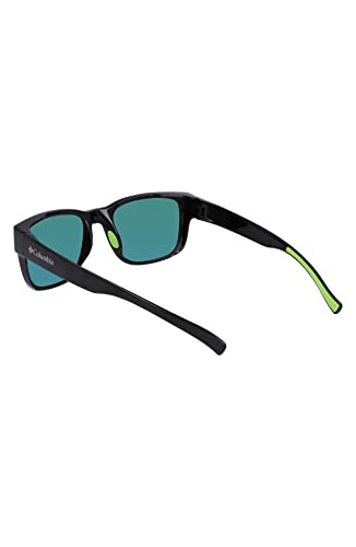 Columbia Men's Sunglasses PENNS CREEK - Shiny Black & Green with Polarized Green Mirror Lens