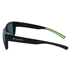 Columbia Men's Sunglasses PENNS CREEK - Shiny Black & Green with Polarized Green Mirror Lens