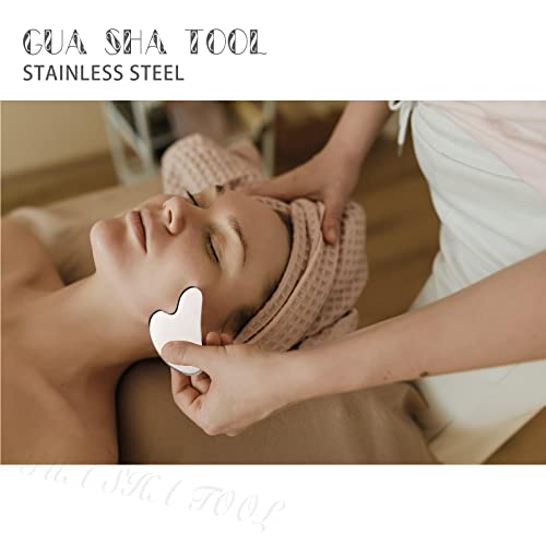 Stainless Steel Gua Sha Tool, Scraping Massager Perfect for Body Muscle Relaxing and Relieve Facial Fine Lines and Wrinkles with Travel Pouch, 3.35 x 2.16 x 0.14 Inch