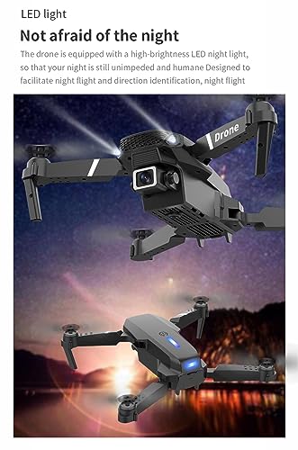 E88 Pro Drone with 4K Camera, WiFi FPV 1080P HD Dual Foldable RC Quadcopter Altitude Hold, Headless Mode, Visual Positioning, Auto Return Mobile App Control, Black, 7.83 x 7.17 x 2.87 inches