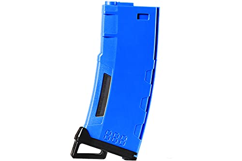 Lancer Tactical Airsoft M4 M16 Series Polymer 130 Round Transparent Window High Speed Mid-Cap Airsoft Magazine Color Blue