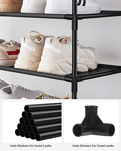 SONGMICS Shoe Rack, 10 Tier Shoe Shelf, Shoe Storage Organizer, Metal Frame, Non-Woven Fabric Shelves, for Entryway, Bedroom, Black ULSR210B02