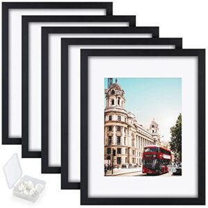 rr round rich design solid wood 11x14 picture frames 5pk display 8x10 with mat or 11x14 without mat wall mounting photo frame black