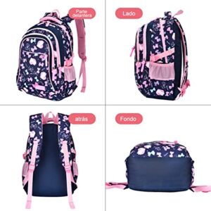 Atarni School Backpack Girls Set Bookbag - with Lunch Bag & Pencil Case Bookbags Middle Elementary Preschool Kindergarten Supplies for Teen Little Children Student (Blue)