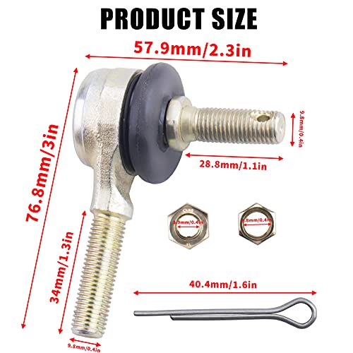 ORAEVY 10-10mm Tie Rod Ball Joint,Left and Right Hand Tie Rod Ball Joint Compatible with Chinese ATV Quad Four Wheeler 110cc Kazuma Roketa SunL TaoTao Coolster Dirt Bike Go Kart Moped Scooter