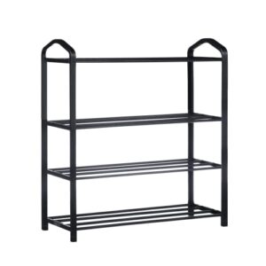 yssoa 4-tier stackable shoe rack, 12-pairs sturdy shoe shelf storage, black shoe tower for bedroom, entryway, hallway, and closet