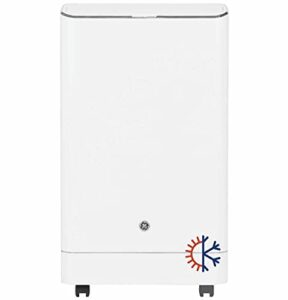 ge 13,000 btu heat/cool portable air conditioner for medium rooms up to 550 sq ft. (9,800 btu sacc), 4-in-1 with dehumidify, fan, heat pump and auto evaporation, included window installation kit
