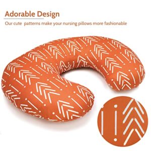 Baby Nursing Pillow Cover, Breastfeeding Pillow Cover Boys Girls, Nursing Pillow Case for Newborn, Soft Fabric Fits Snug On Infant, Washable & Breathable, Vintage Orange