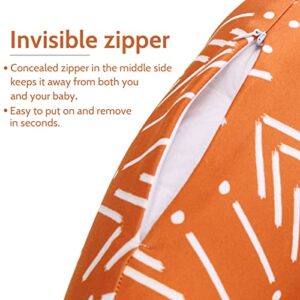 Baby Nursing Pillow Cover, Breastfeeding Pillow Cover Boys Girls, Nursing Pillow Case for Newborn, Soft Fabric Fits Snug On Infant, Washable & Breathable, Vintage Orange