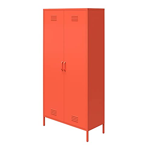 Novogratz Cache Tall 2 Door Metal Locker Cabinet, Orange