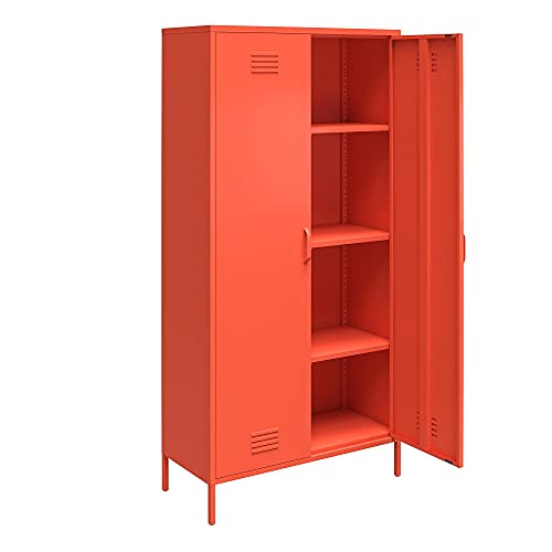 Novogratz Cache Tall 2 Door Metal Locker Cabinet, Orange