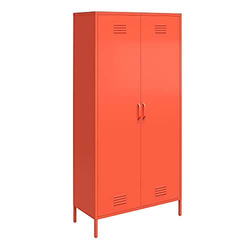 Novogratz Cache Tall 2 Door Metal Locker Cabinet, Orange