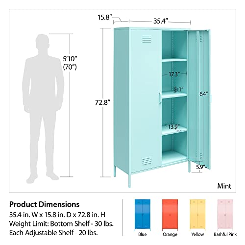 Novogratz Cache Tall 2 Door Metal Locker Cabinet, Orange