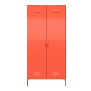 Novogratz Cache Tall 2 Door Metal Locker Cabinet, Orange