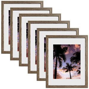 seseat 11x14 picture frames display pictures 8x10 with mat or 11x14 prints without mat,wall mounting, grey, 6pcs