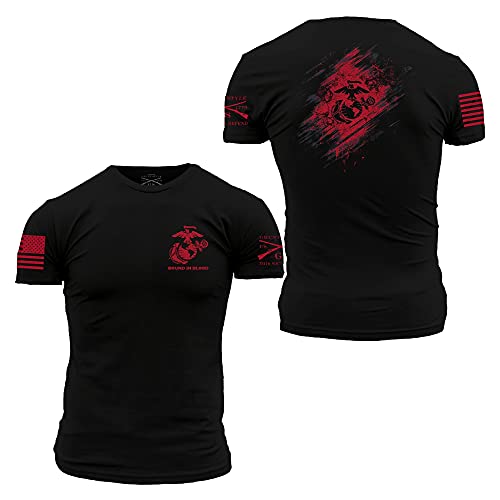 Grunt Style USMC Bound in Blood Men's T-Shirt (Black, Large)